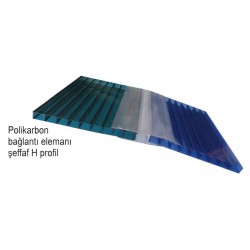Polikarbon Bağlantı elemanı şeffaf H Profil